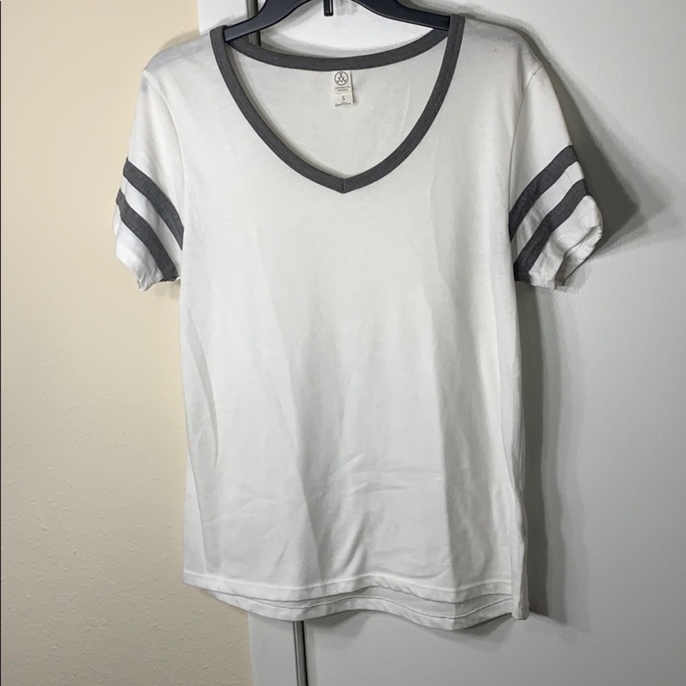 Alternative Apparel white & grey short sleeve top
